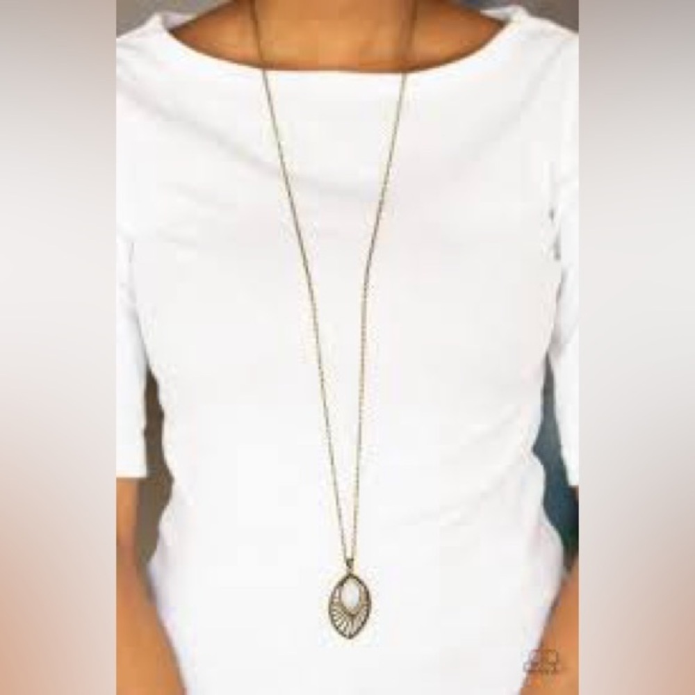 Paparazzi Court Couture Brass Long Necklace and Earrings
